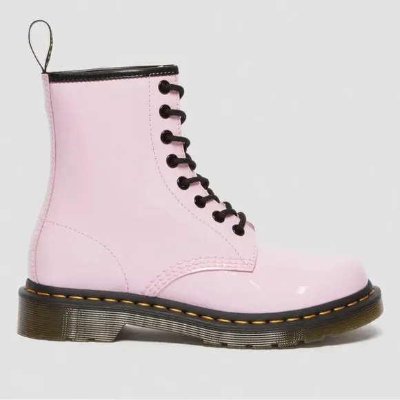 Dr. Martens Girl's Patent Leather Pink Combat Boots US Size 4 Style 1460 J