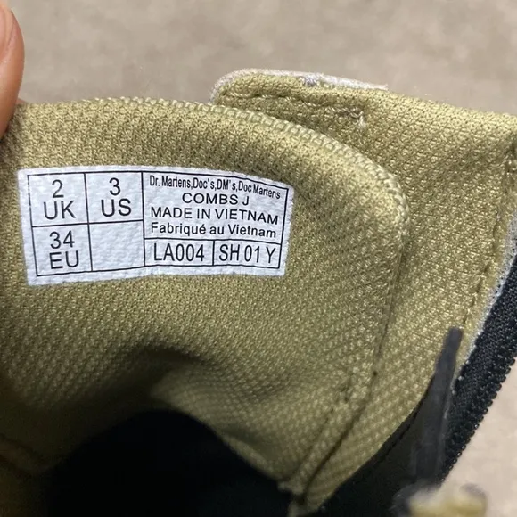 Dr. Martens Green Combs Canvas Lace Up Boots Size 3