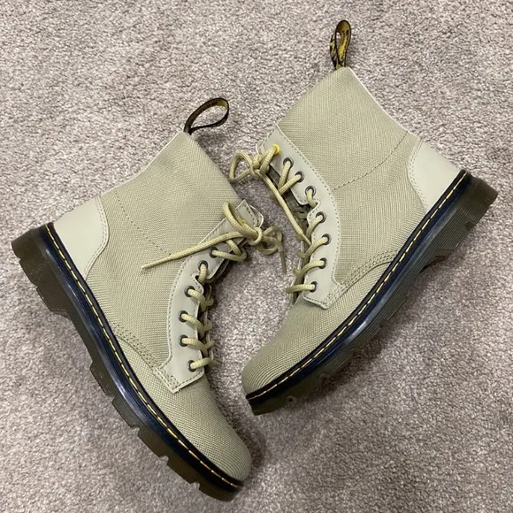 Dr. Martens Green Combs Canvas Lace Up Boots Size 3