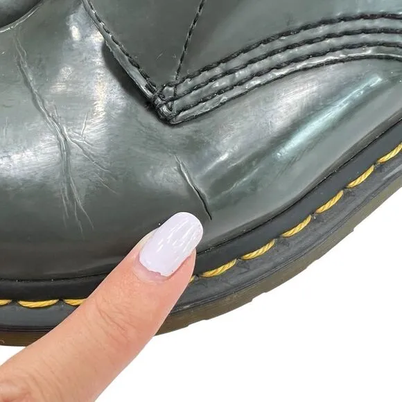 Dr. Martens Grey Patent Leather 1460 Pascal Boots Size Women’s 10
