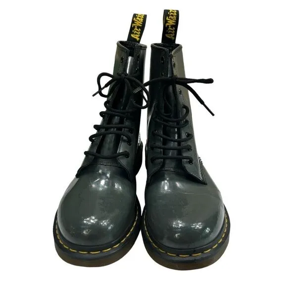 Dr. Martens Grey Patent Leather 1460 Pascal Boots Size Women’s 10