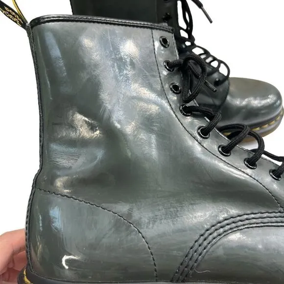 Dr. Martens Grey Patent Leather 1460 Pascal Boots Size Women’s 10