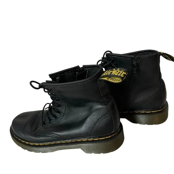 Dr. Martens J1460 Kids Boots 8 Eye With Zipper / Lace Up Black Leather Size US 2