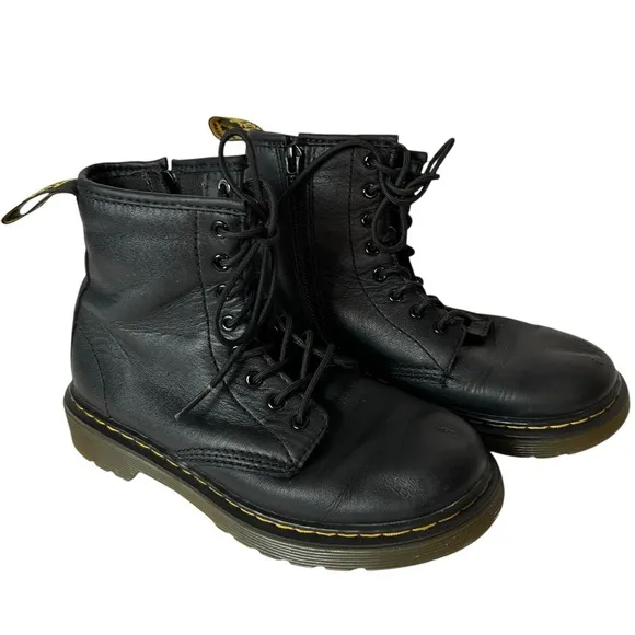 Dr. Martens J1460 Kids Boots 8 Eye With Zipper / Lace Up Black Leather Size US 2
