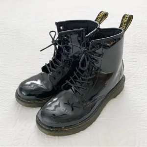 Dr. Martens Junior 1460 Patent Leather Lace Up Boots, Black