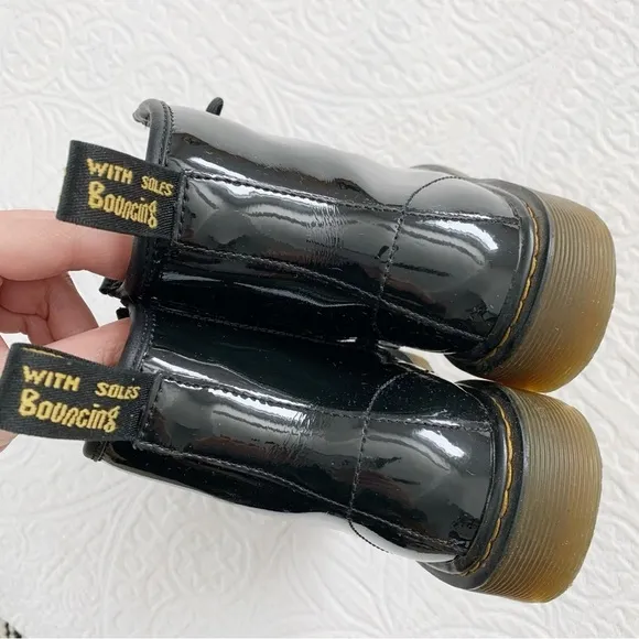 Dr. Martens Junior 1460 Patent Leather Lace Up Boots, Black