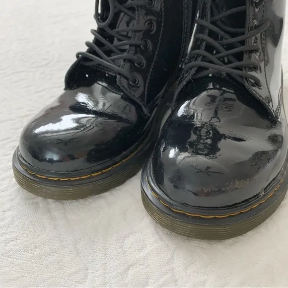 Dr. Martens Junior 1460 Patent Leather Lace Up Boots, Black