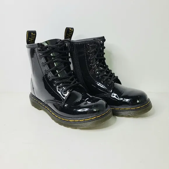 Dr. Martens Junior 1460 Patent Leather Lace Up Boots