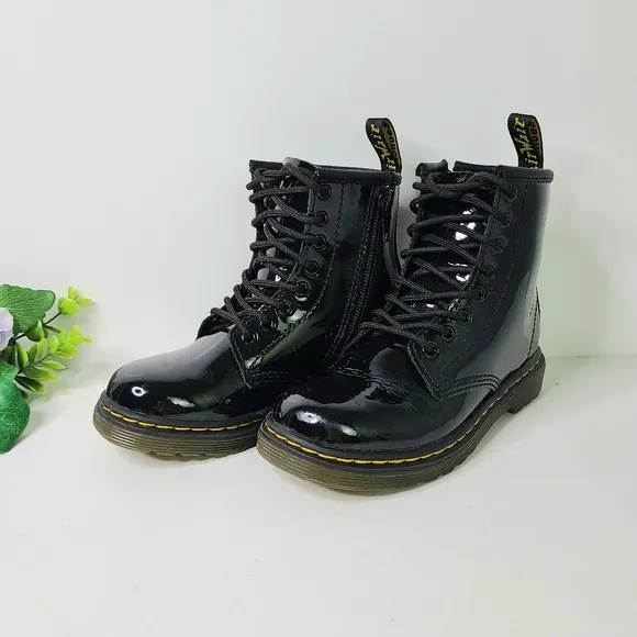 Dr. Martens Junior 1460 Patent Leather Lace Up Boots