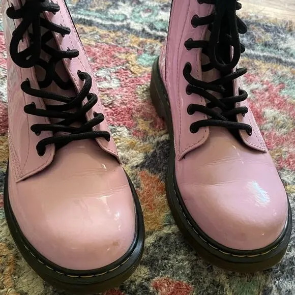 Dr Martens Junior Girls Size 3 1460 Patent Leather Lace Up Boots