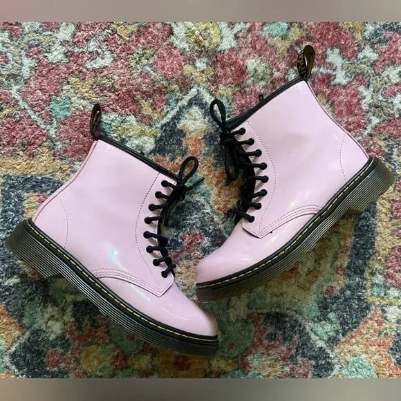 Dr Martens Junior Girls Size 3 1460 Patent Leather Lace Up Boots