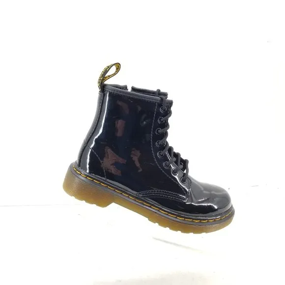 Dr Martens Kids  1460 Black Patent Leather Lace Up Boots Size US 13