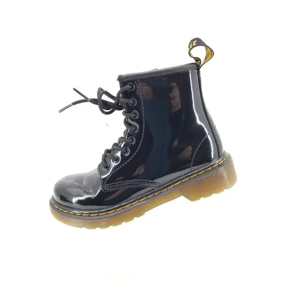 Dr Martens Kids  1460 Black Patent Leather Lace Up Boots Size US 13