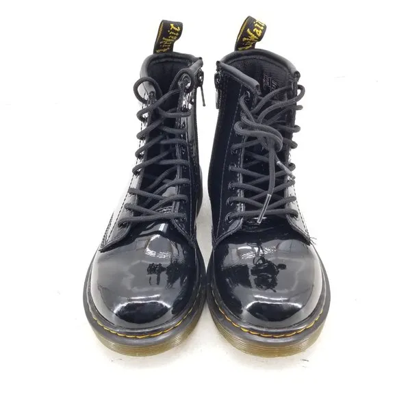 Dr Martens Kids  1460 Black Patent Leather Lace Up Boots Size US 13