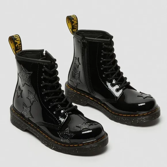 Dr. Martens Kids 1460 Glitter Star Patent Lace-Up Boots Size: 10