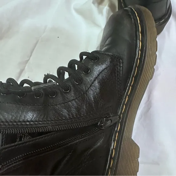Dr Martens Kids 1460J Classic Boots -Kid US Size 12, Black-Lace Up-Side Zipper