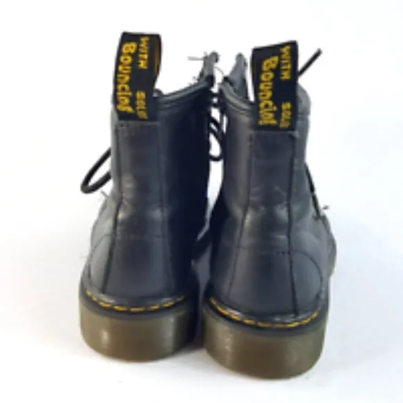 Dr. Martens  Kids Youth Black Leather Lace Up Combat  Boots Size 1