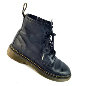 Dr. Martens  Kids Youth Black Leather Lace Up Combat  Boots Size 1