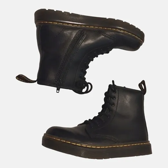 Dr.‎ Martens Kids ZAVALA J Ankle Boots Size US2 EU33 Black Leather Lace Up