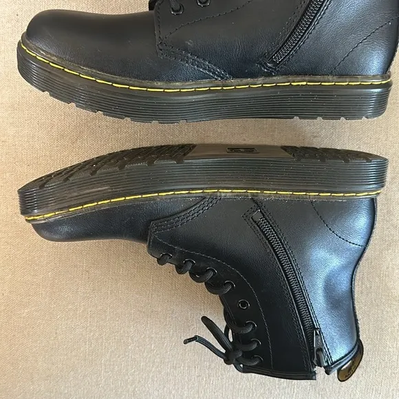Dr. Martens Kids Zavala J Leather Side Zip Combat Boots Black Size 4
