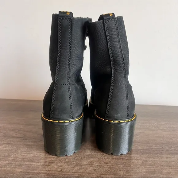 DR. MARTENS Leona Black Nubuck Leather Women's Boot Size 9 #319A