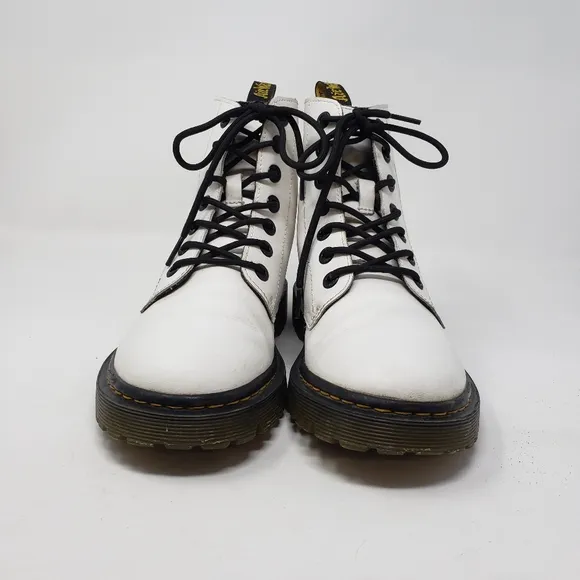 Dr Martens Luana Combat Boot Women's Size 7 White Leather Lace Up