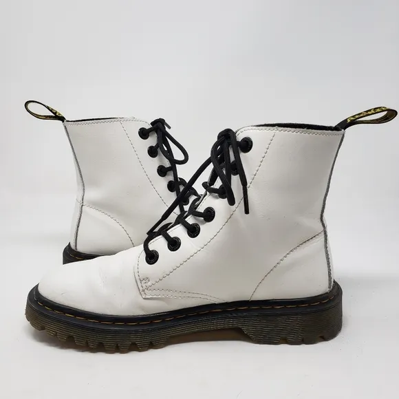 Dr Martens Luana Combat Boot Women's Size 7 White Leather Lace Up