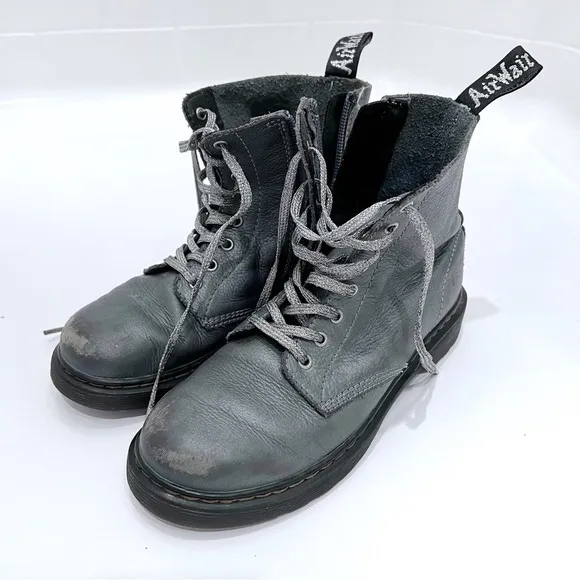 DR. Martens Metallic Gunmetal Boots Size 2