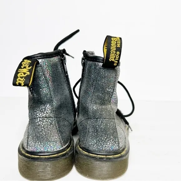 Dr. Martens Pascal Glitter Combat Boots Silver Size 13 Girls