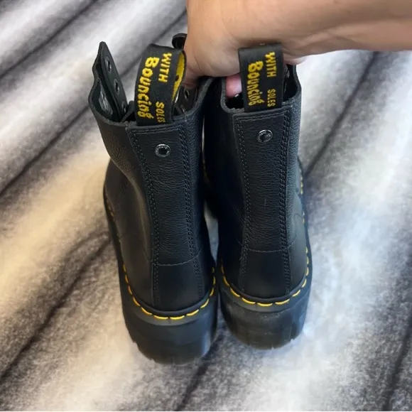 Dr Martens Pascal Max Black Pisa Leather Platform Combat Boots