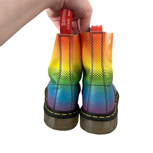 Dr. Martens Pascal Pride Rainbow Combat Leather Boots Women's 7 Men's‎ 6 FLAWED