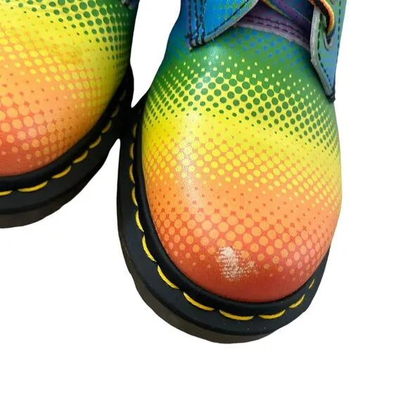 Dr. Martens Pascal Pride Rainbow Combat Leather Boots Women's 7 Men's‎ 6 FLAWED