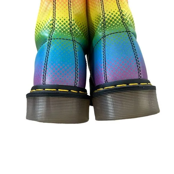 Dr. Martens Pascal Pride Rainbow Combat Leather Boots Women's 7 Men's‎ 6 FLAWED