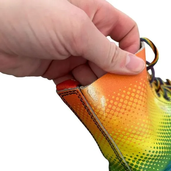 Dr. Martens Pascal Pride Rainbow Combat Leather Boots Women's 7 Men's‎ 6 FLAWED