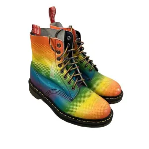 Dr. Martens Pascal Pride Rainbow Combat Leather Boots Women's 7 Men's‎ 6 FLAWED