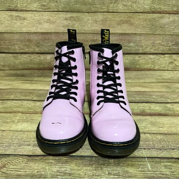 Dr. Martens Pink Patent Leather Lace Up Boots