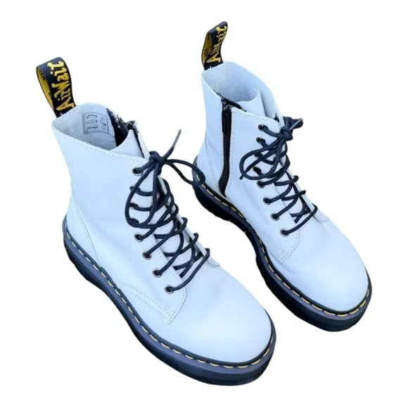 Dr. Martens Platform Jadon White ‎ Combat Boots Women’s Size 8