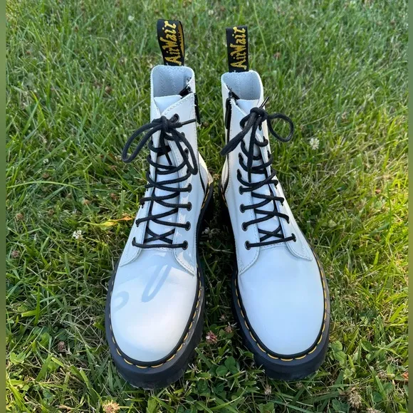 Dr. Martens Platform Jadon White ‎ Combat Boots Women’s Size 8
