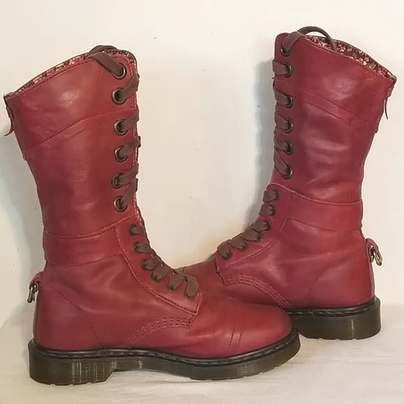 Dr Martens Red Triumph Combat Boots Size 9