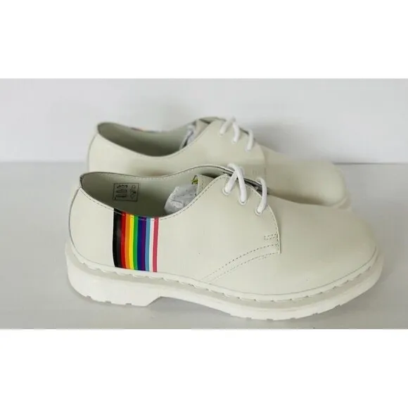 Dr. Martens Shoes Unisex Rainbow Pride Smooth Leather Oxford White Sz M8/W9 New