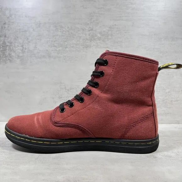 Dr Martens Shoreditch Canvas Lace Up Boots - Women's Size 7 - Red