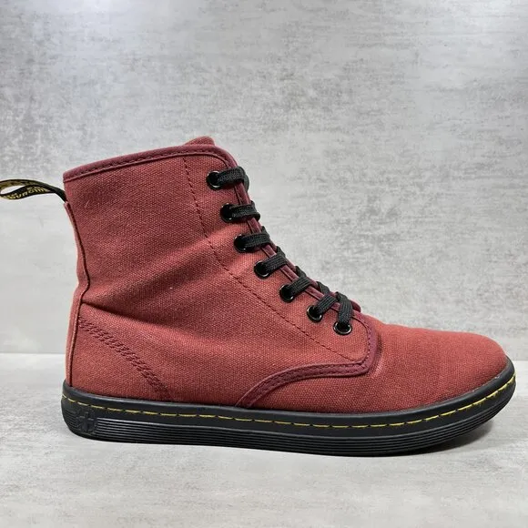 Dr Martens Shoreditch Canvas Lace Up Boots - Women's Size 7 - Red