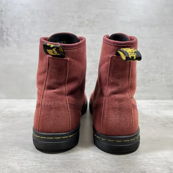 Dr Martens Shoreditch Canvas Lace Up Boots - Women's Size 7 - Red