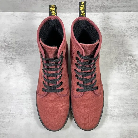 Dr Martens Shoreditch Canvas Lace Up Boots - Women's Size 7 - Red