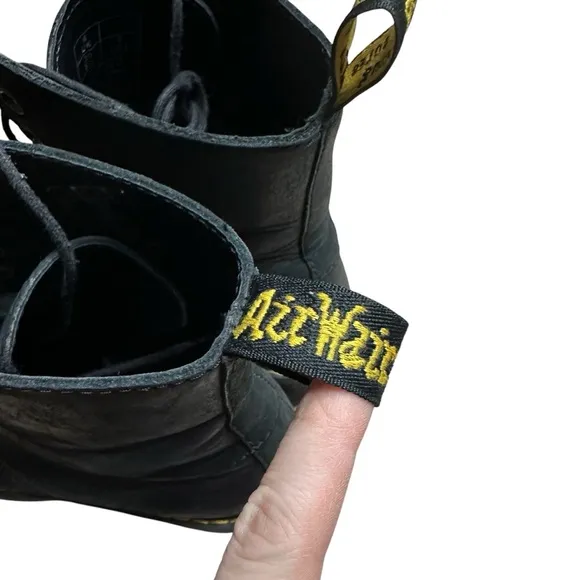 Dr. Martens Shriver Hi Black Leather Moto Lace Up Combat Boots Size 8 AW004