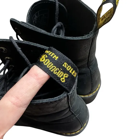 Dr. Martens Shriver Hi Black Leather Moto Lace Up Combat Boots Size 8 AW004