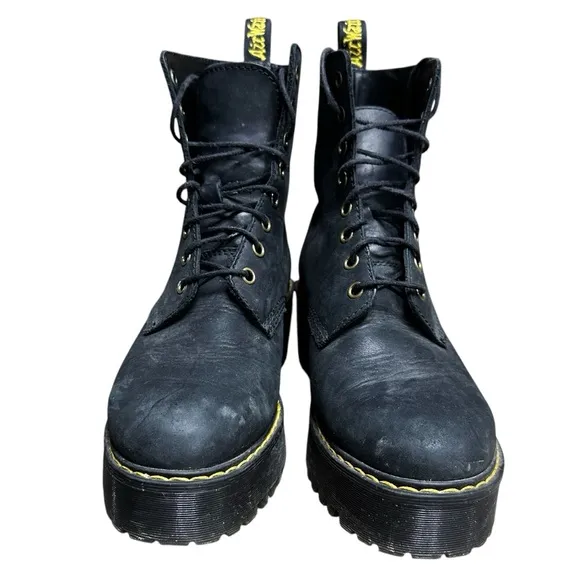 Dr. Martens Shriver Hi Black Leather Moto Lace Up Combat Boots Size 8 AW004