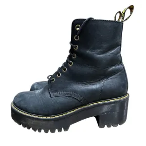Dr. Martens Shriver Hi Black Leather Moto Lace Up Combat Boots Size 8 AW004