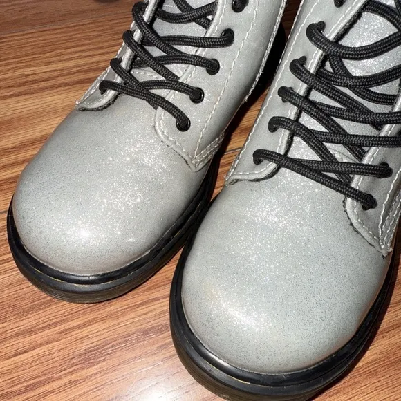 Dr. Martens Toddler 1460 AirWair Silver Glitter Lace Up Boots