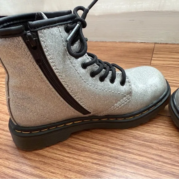 Dr. Martens Toddler 1460 AirWair Silver Glitter Lace Up Boots